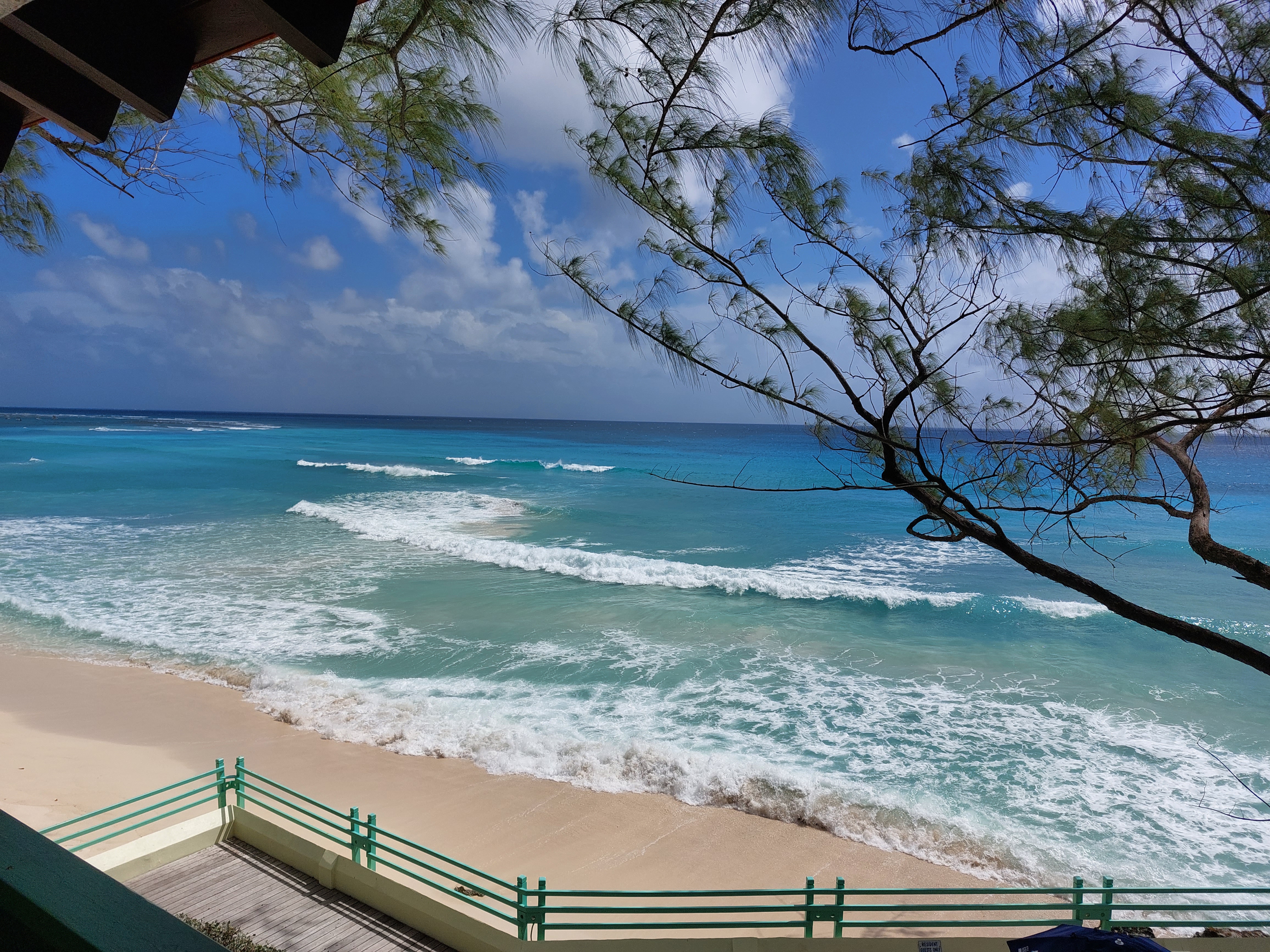 View from Patric Tengelin's quarantine hotel balcony in Barbados during 2021